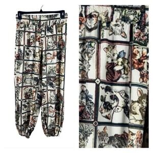 Womens Baggy Cat Pants Size XL Cat Lady Graphic Bohemian Festival Retro